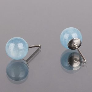 Ohrstecker Ohrringe aus Aquamamin (Brasilien), Silber 925